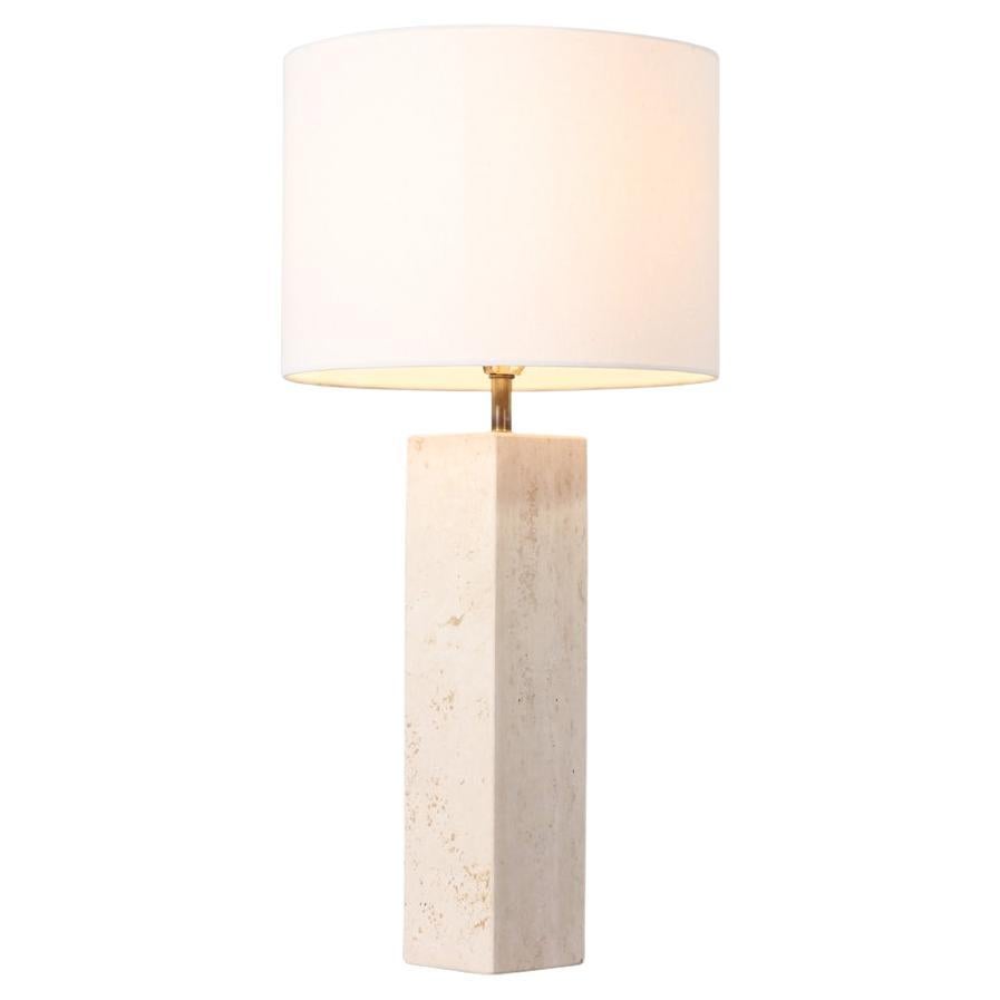 Mid-Century Italian Modern Travertine Stone Table Lamp For Sale