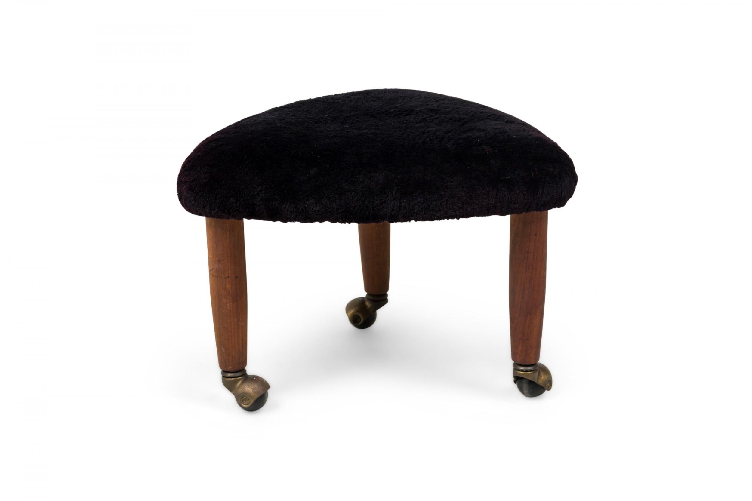 Mid-Century Modern Midcentury Italian Modern Triangular Black Upholstered Footstool For Sale