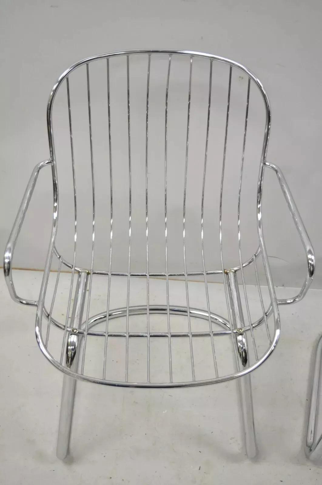 Unknown Mid Century Italian Modern Tubular Chrome Cantilever Dining Arm Chair - Set of 4 For Sale