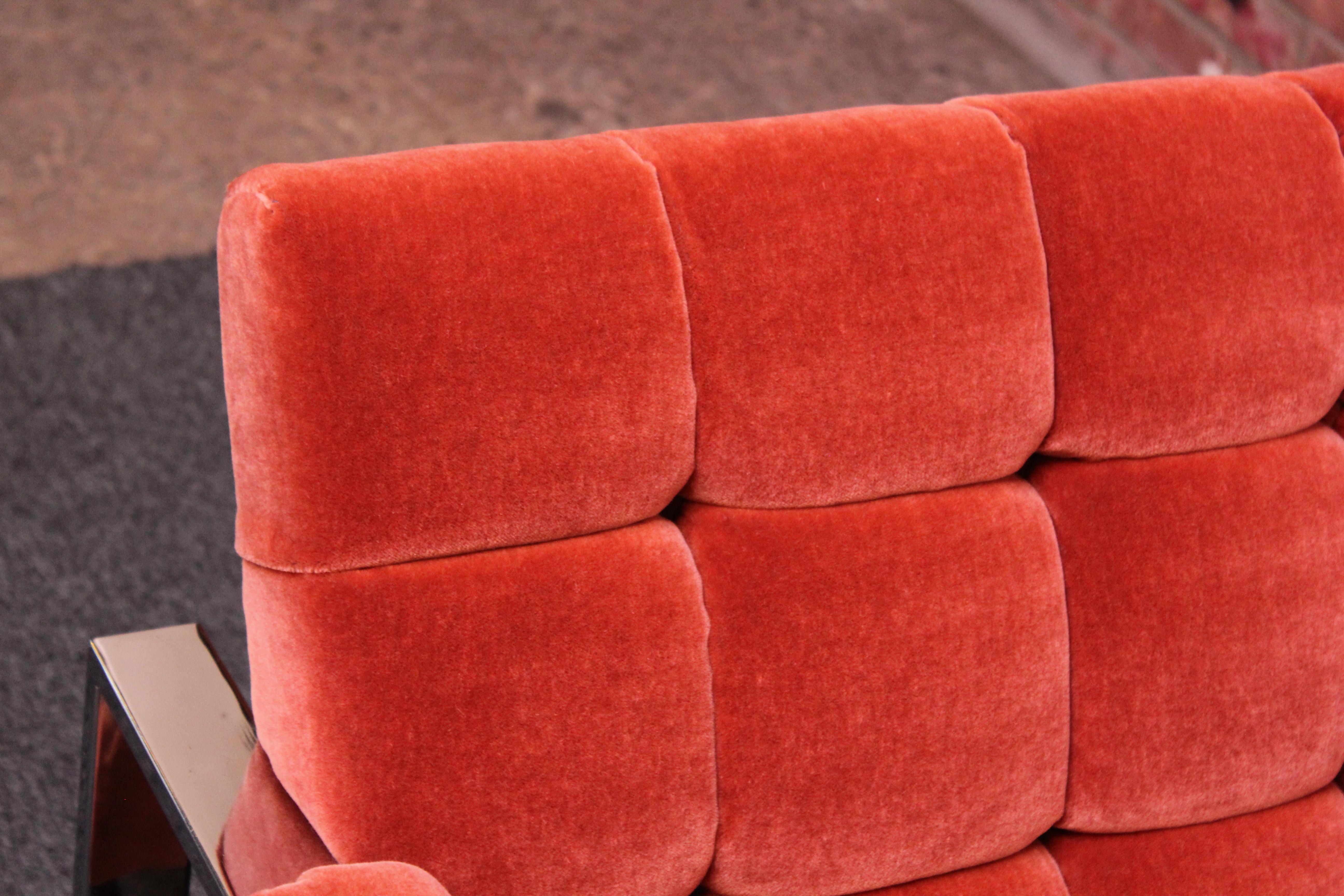 Mid-Century Italian Modern Tufted Mohair and Chrome Lounge Chairs For Sale 1