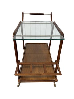 Servierwagen im italienischen Mid-Century-Modern-Stil aus Walnussholz