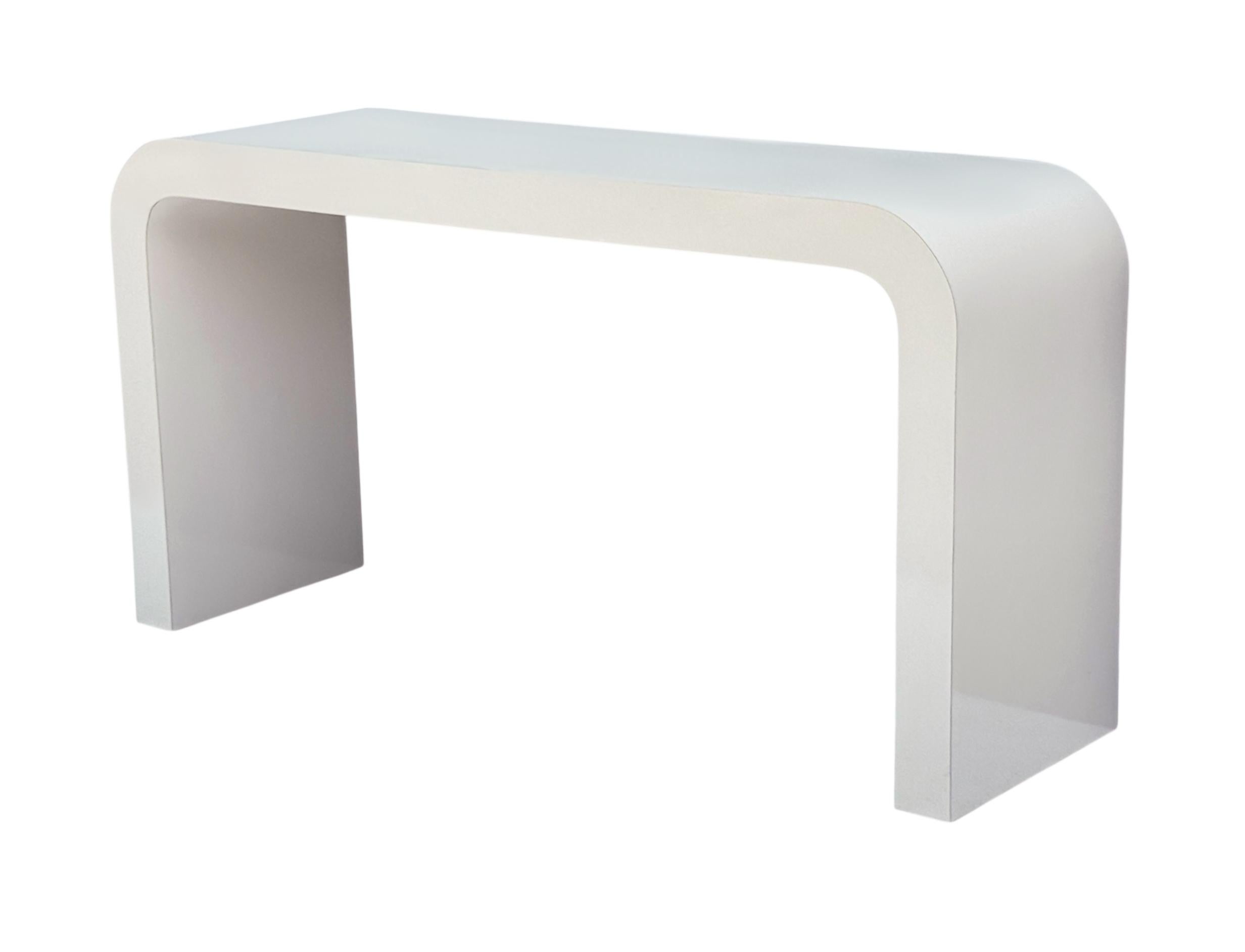 Fine XX secolo Tavolo consolle o scrivania in laminato a cascata del Mid Century italiano moderno in beige in vendita