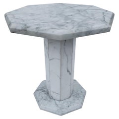 Mid-Century Italian Modern White Marble Hexagonal Side Table or End Table 
