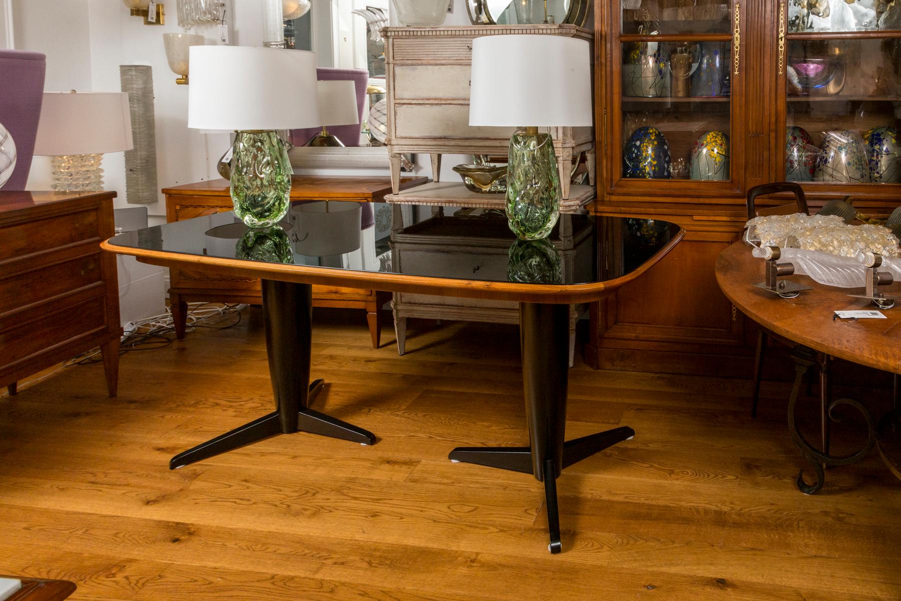 Mid Century Italian Modernist Double Pedestal Table For Sale 7