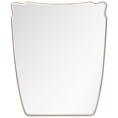Mid-Century Italian Modernist Large Shaped Brass Beveled Wall Mirror, 1950s