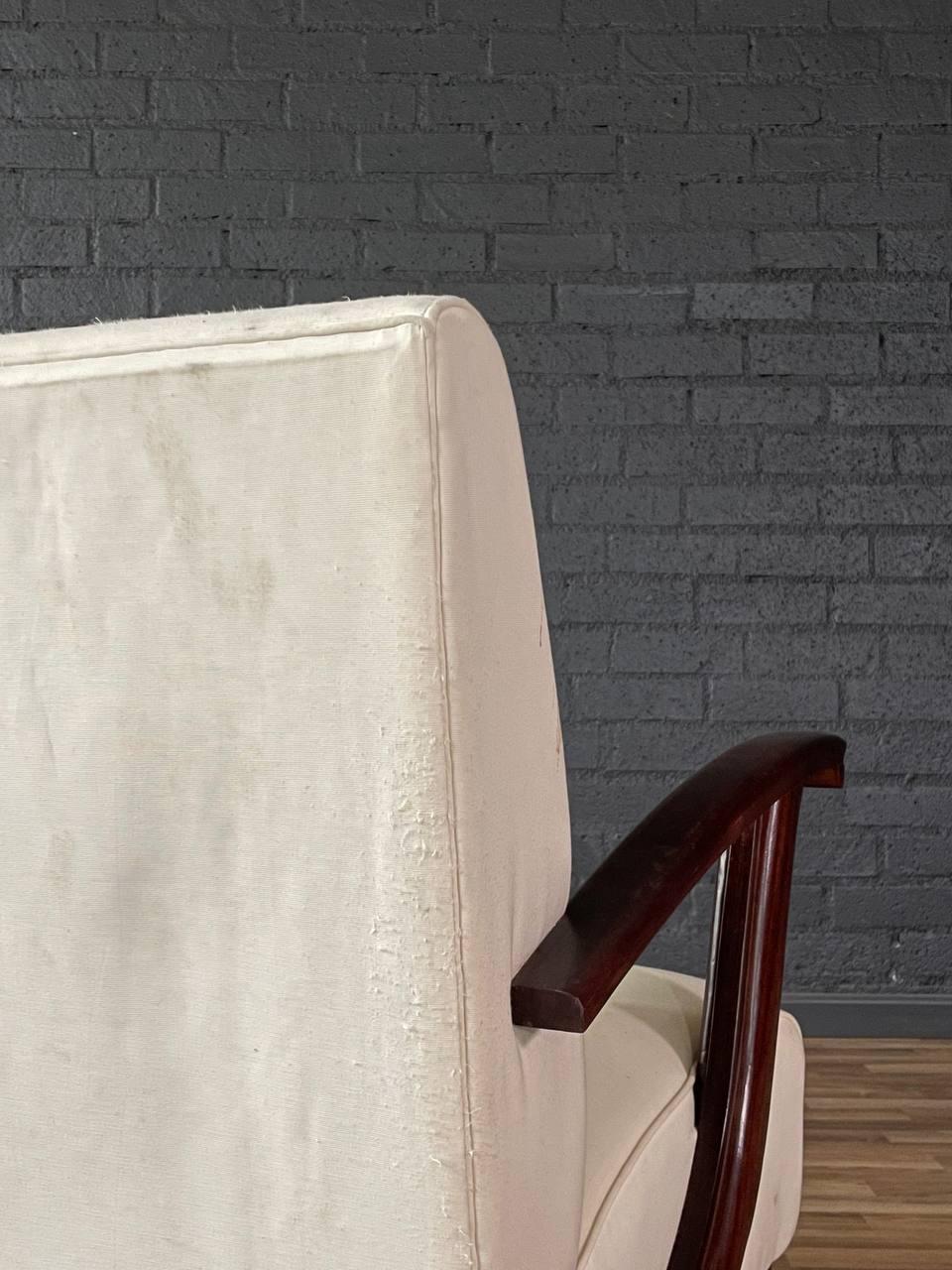 Mid-Century Italian Modernist Lounge Chair w/ Sculptural Wood Arms 1