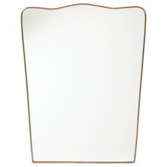 Mid-century Italian Modernist Shaped Brass Wall Mirror, 1950s