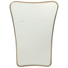 Specchio da parete in ottone dal design modernista italiano della metà del secolo, anni '50