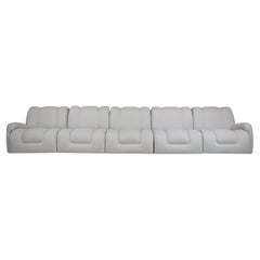 Mid-Century Italian Modular Lounge Sofa in New Bouclé, 1970s, Set of 5 Elements