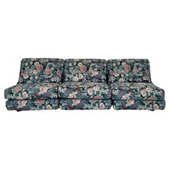 Used Mid Century Italian Modular Sofa in 3 Pieces with a Flower Fabric, around 1970