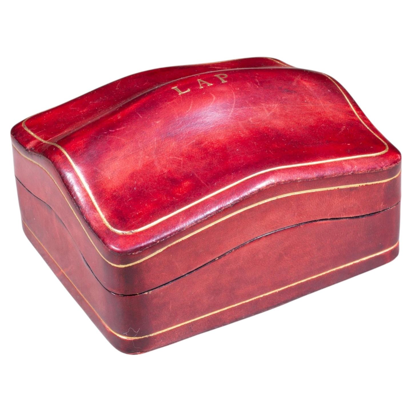 Mid-century Italian Monogrammed Leather Box c.1960 For Sale