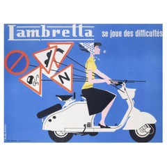 Mid-Century Italian Motor Scooter, 'Lambretta' Original Antique Italian Poster