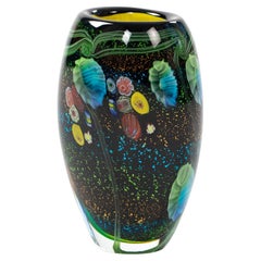 Vase italien du milieu du siècle en verre de Murano multicolore avec murrines en coquillage, 1970