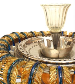 Mid-Century Italian Murano Amber and Blue Glass Fountain