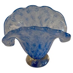 Mid Century Italian Murano Archimide Seguso Clam Bud Vase with Gold Aventurine