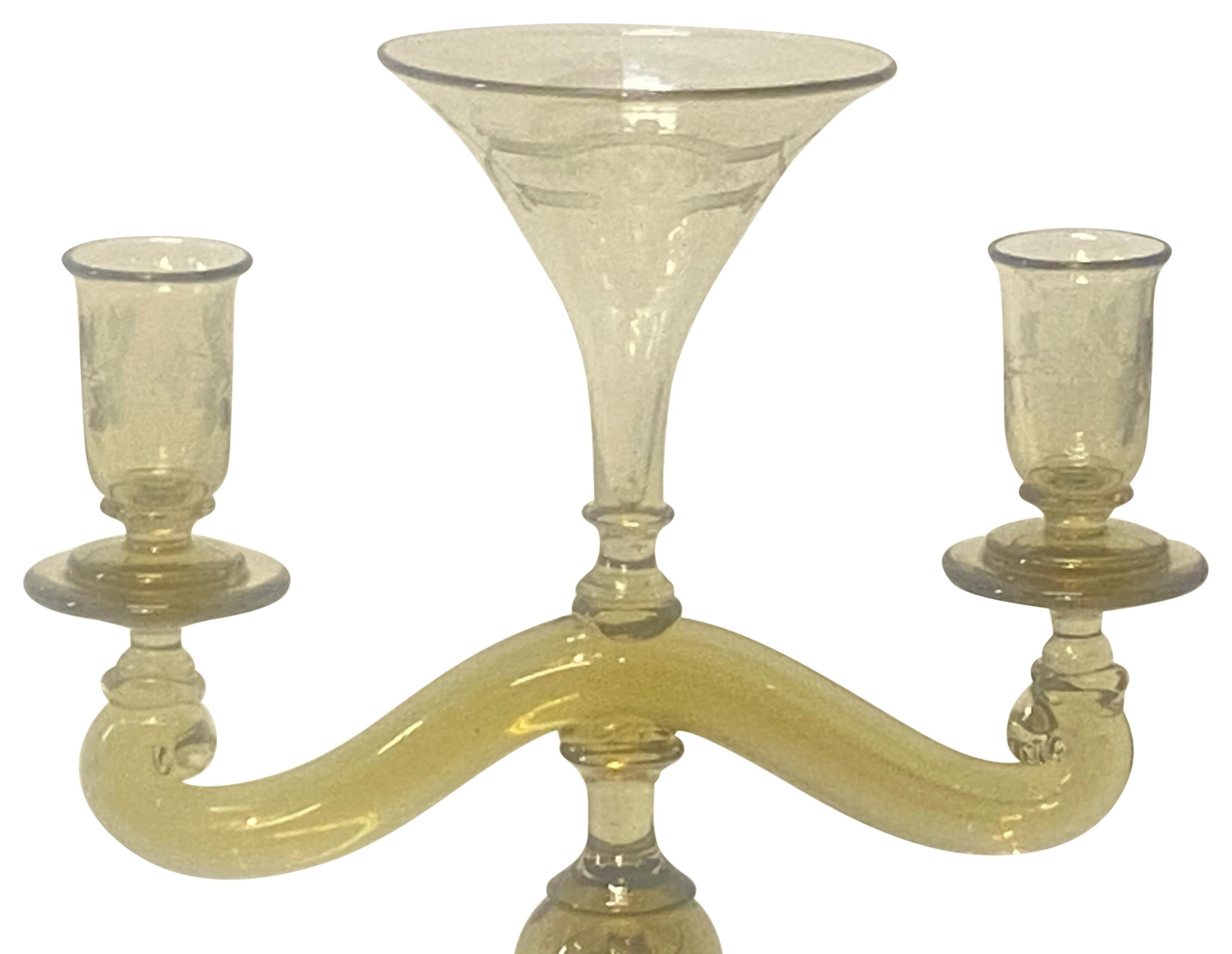 Mid-Century Italian Murano Art Glass Candle Stand In Good Condition In San Francisco, CA