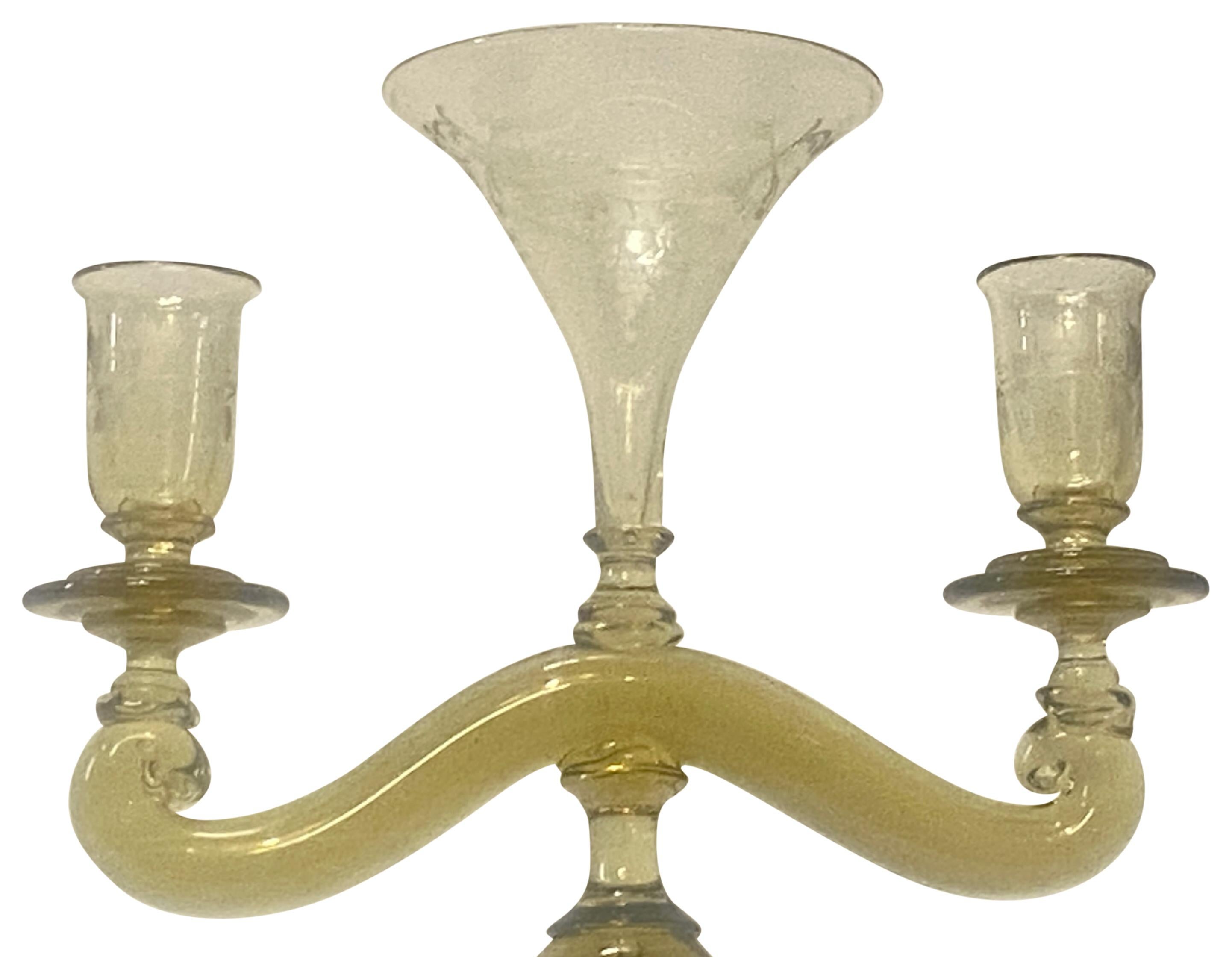 Mid-Century Italian Murano Art Glass Candle Stand 2