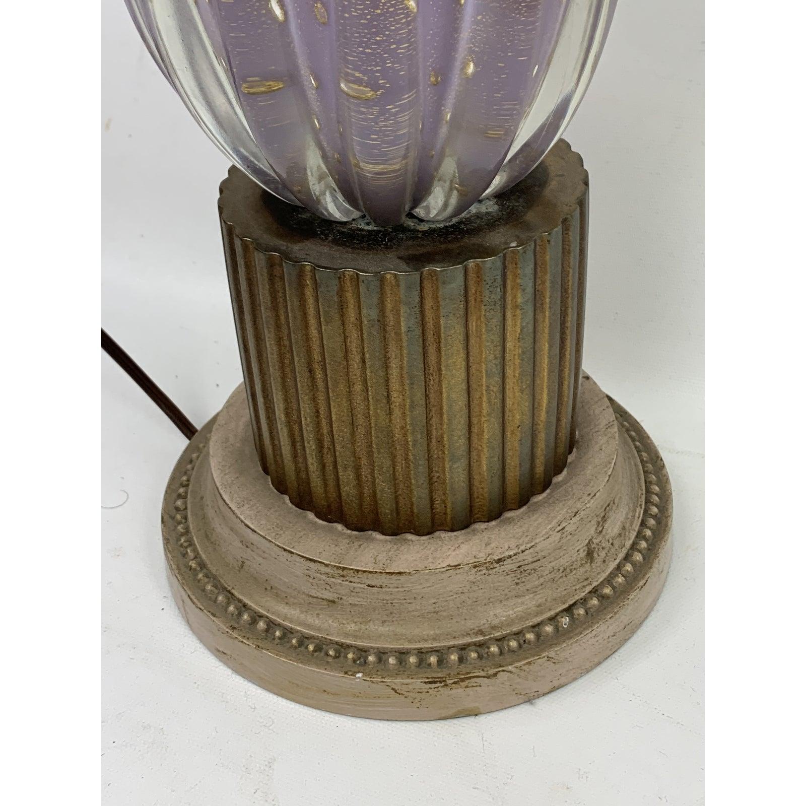 Mid-Century Italian Murano Art Glass Purple Table Lamp 2