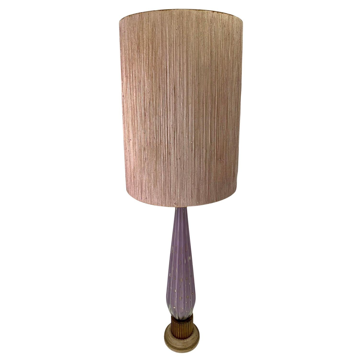 Mid-Century Italian Murano Art Glass Purple Table Lamp