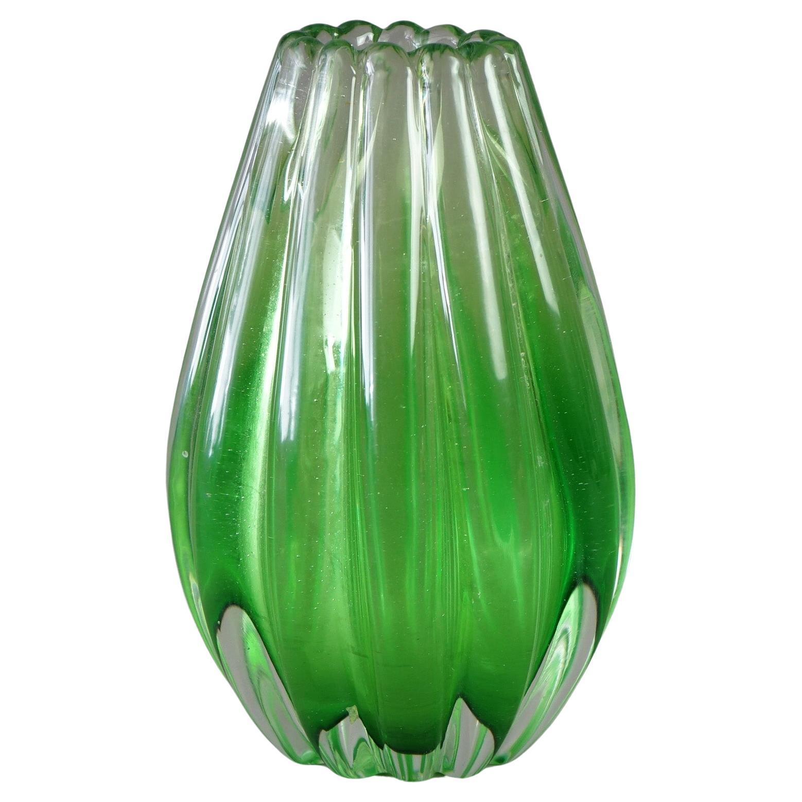 Mid Century Italian Murano Barovier & Toso School Art Glass Vase Circa 1950 For Sale