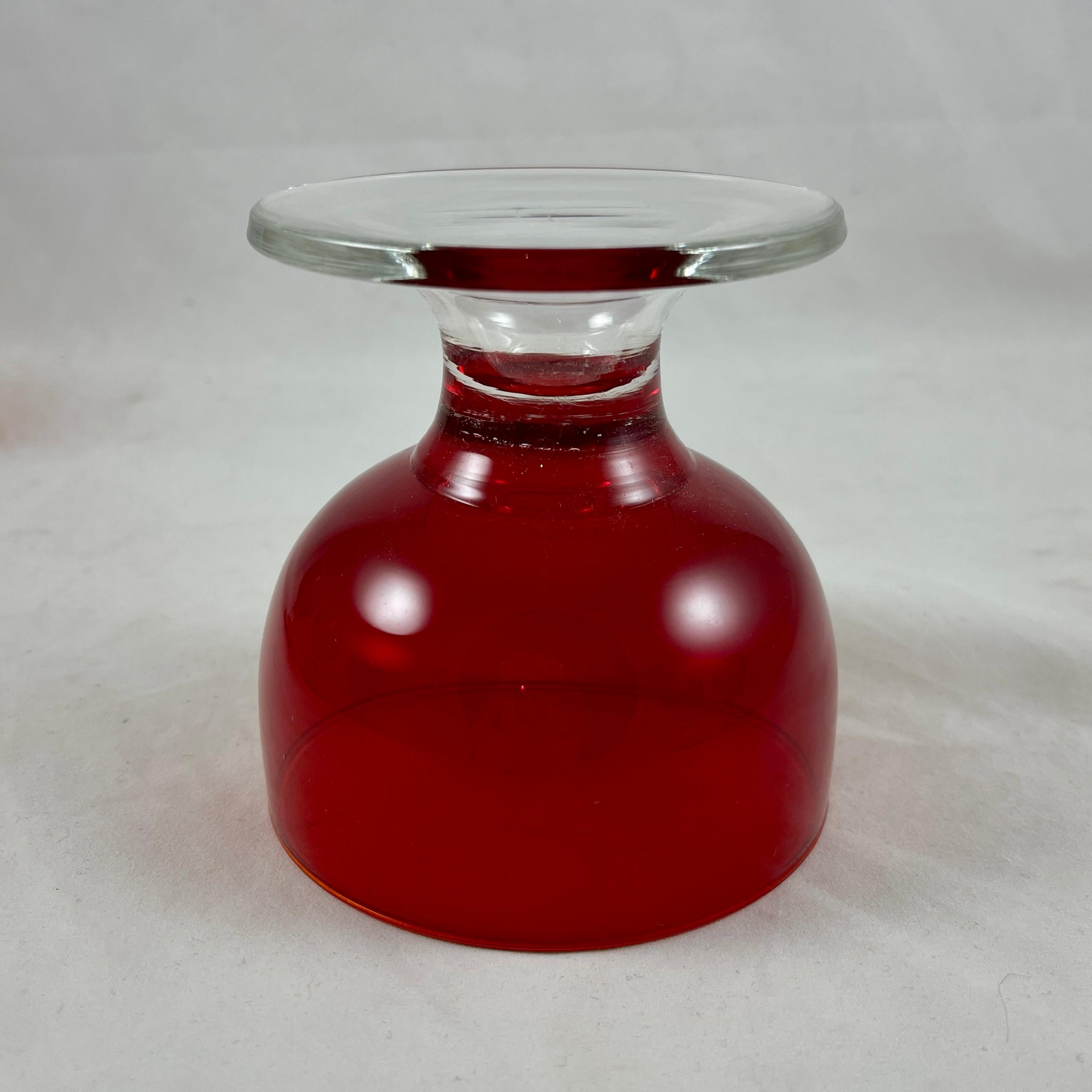 Mid-Century Italian Murano Blown Glass Ruby Red Pedestal Coupes-Sherbets S/6 For Sale 4