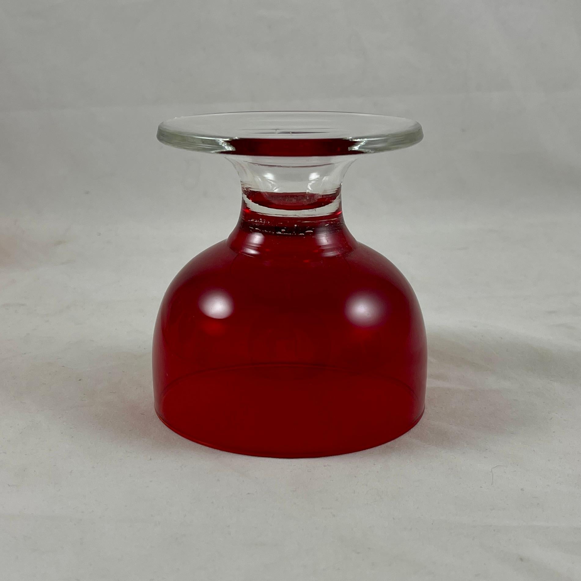 Mid-Century Italian Murano Blown Glass Ruby Red Pedestal Coupes-Sherbets S/6 For Sale 5