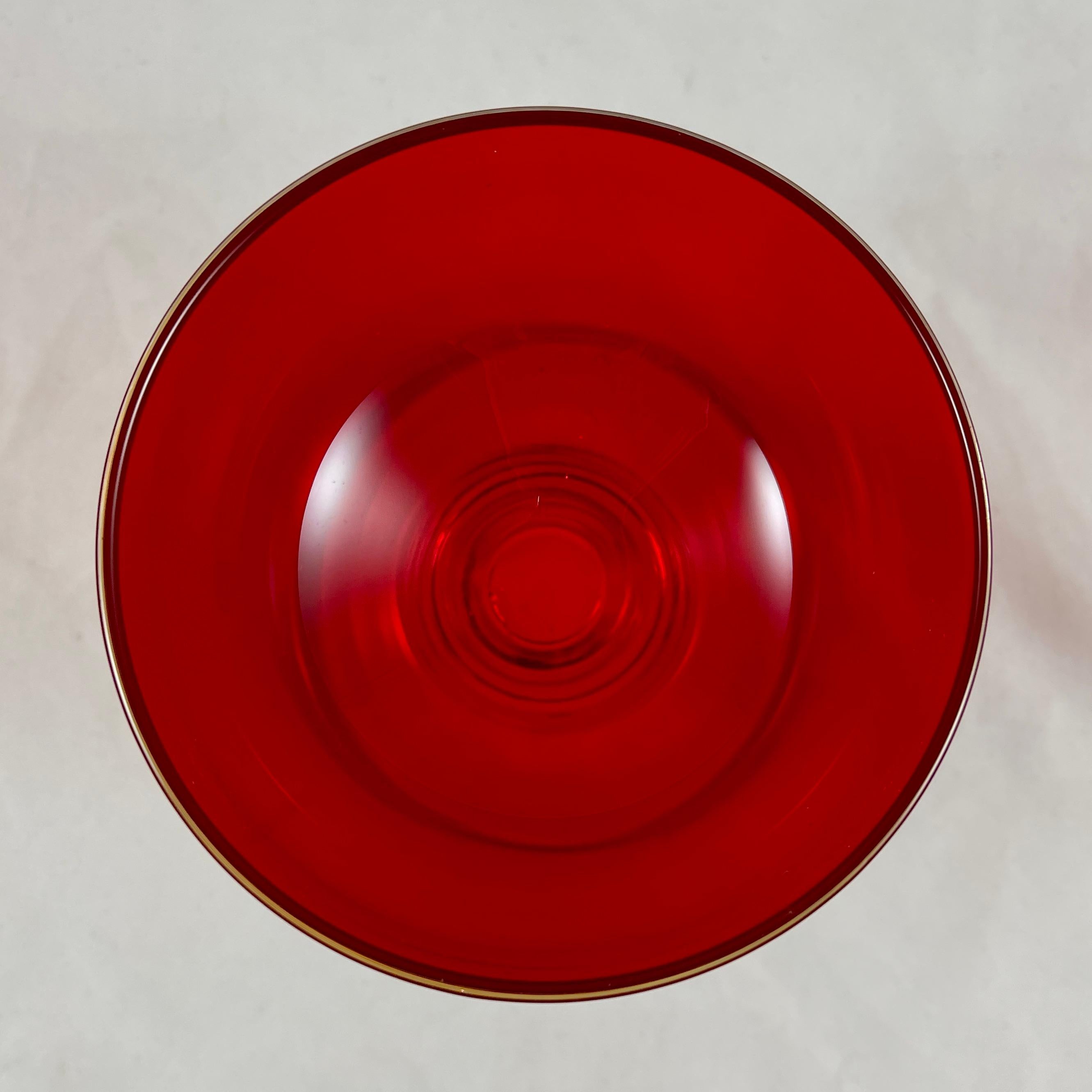 Coupes-Sherbets S/6 italiennes du milieu du siècle en verre de Murano soufflé rouge rubis en vente 4