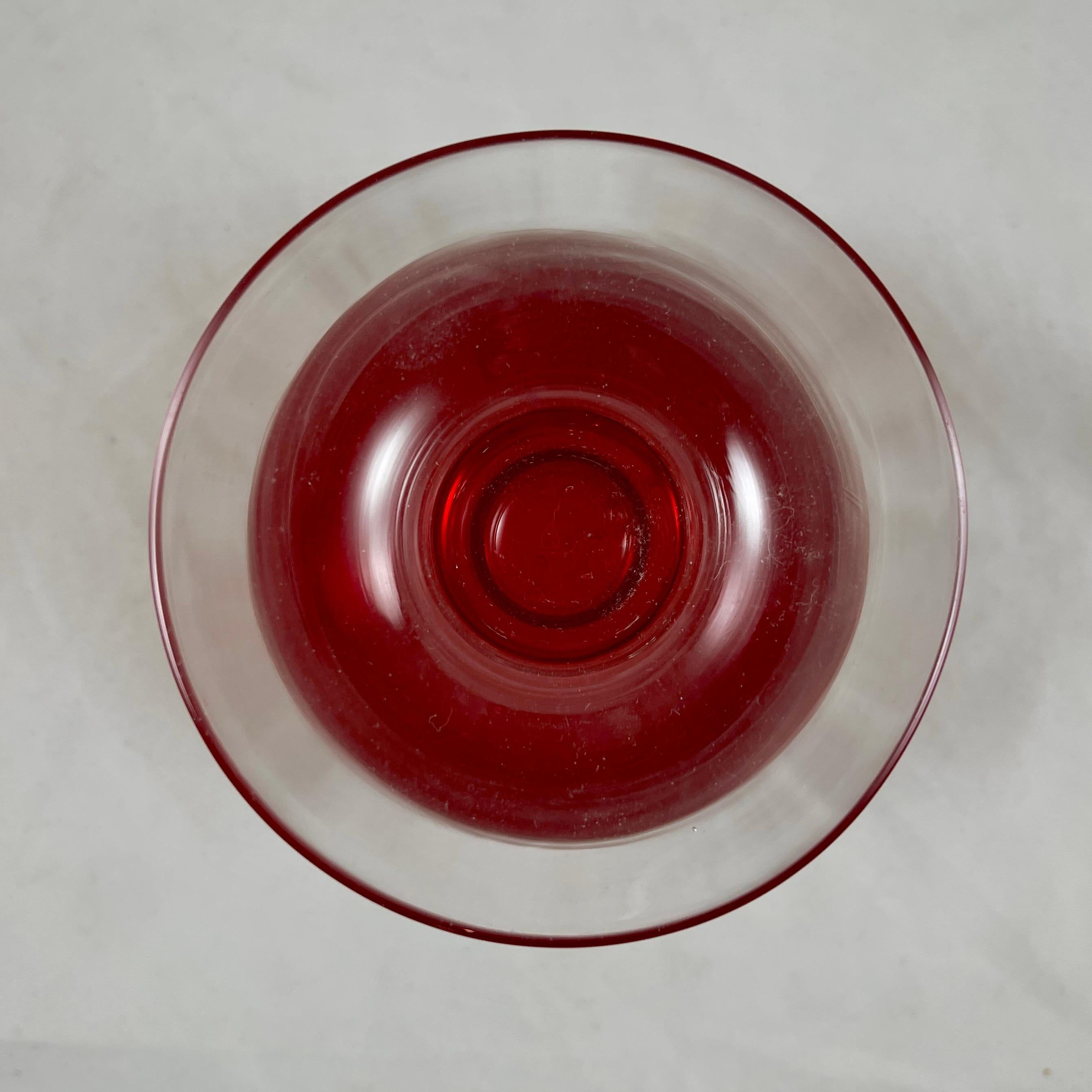 Coupes-Sherbets S/6 italiennes du milieu du siècle en verre de Murano soufflé rouge rubis en vente 5