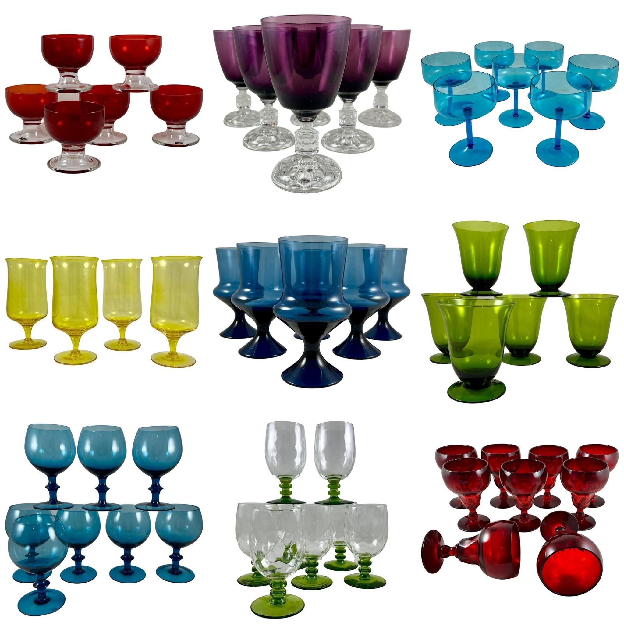 Copas-Esferbetas de mediados de siglo de cristal soplado italiano de Murano rojo rubí S/6 en venta 7