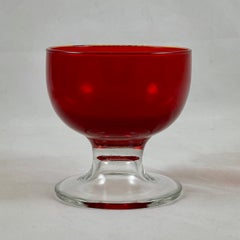Mid-Century Italian Murano Blown Glass Ruby Red Pedestal Coupes-Sherbets S/6