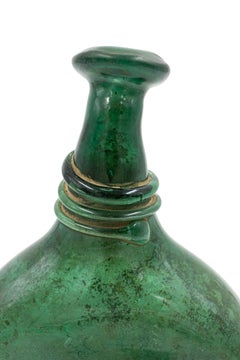 Mid-Century Italian Murano Blown Green Glass Flask