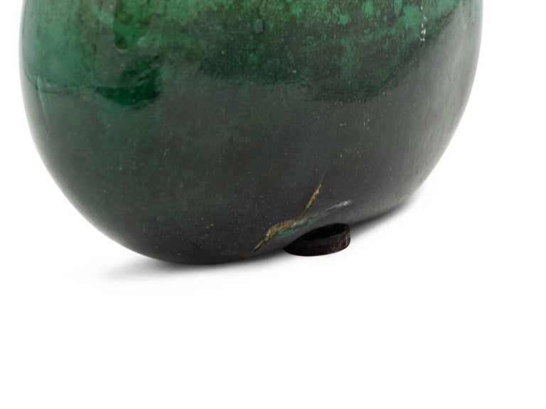 Mid-Century Italian Murano Blown Green Glass Flask For Sale 3