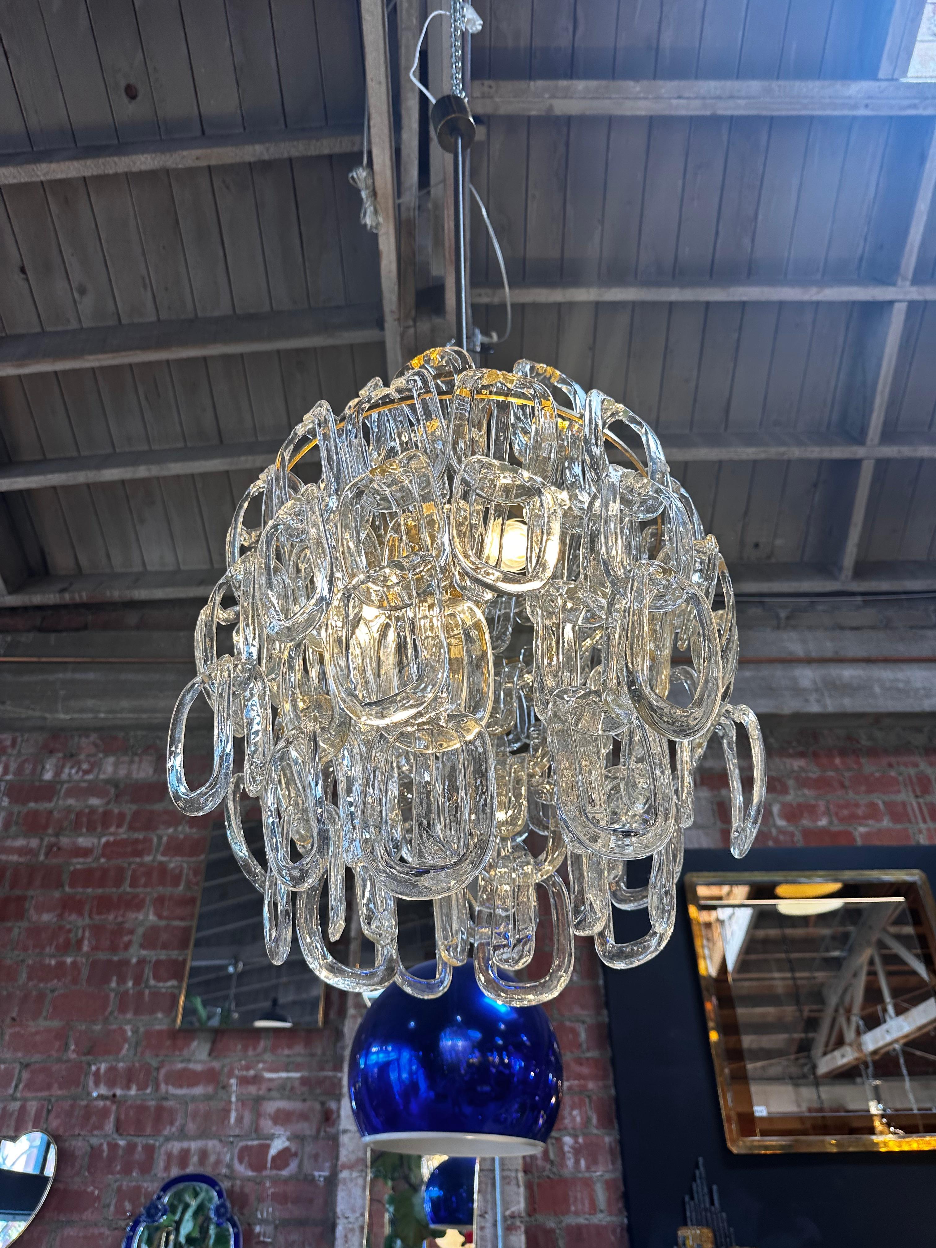Mid Century Italian Murano Chandelier 1980s In Good Condition For Sale In Los Angeles, CA