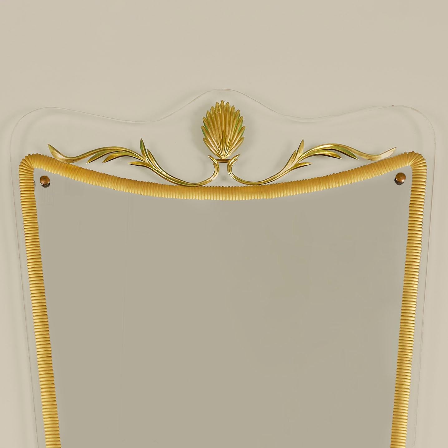 Mid-Century Modern Mid-century Italian Murano decorative gilt mirror, 1950s For Sale
