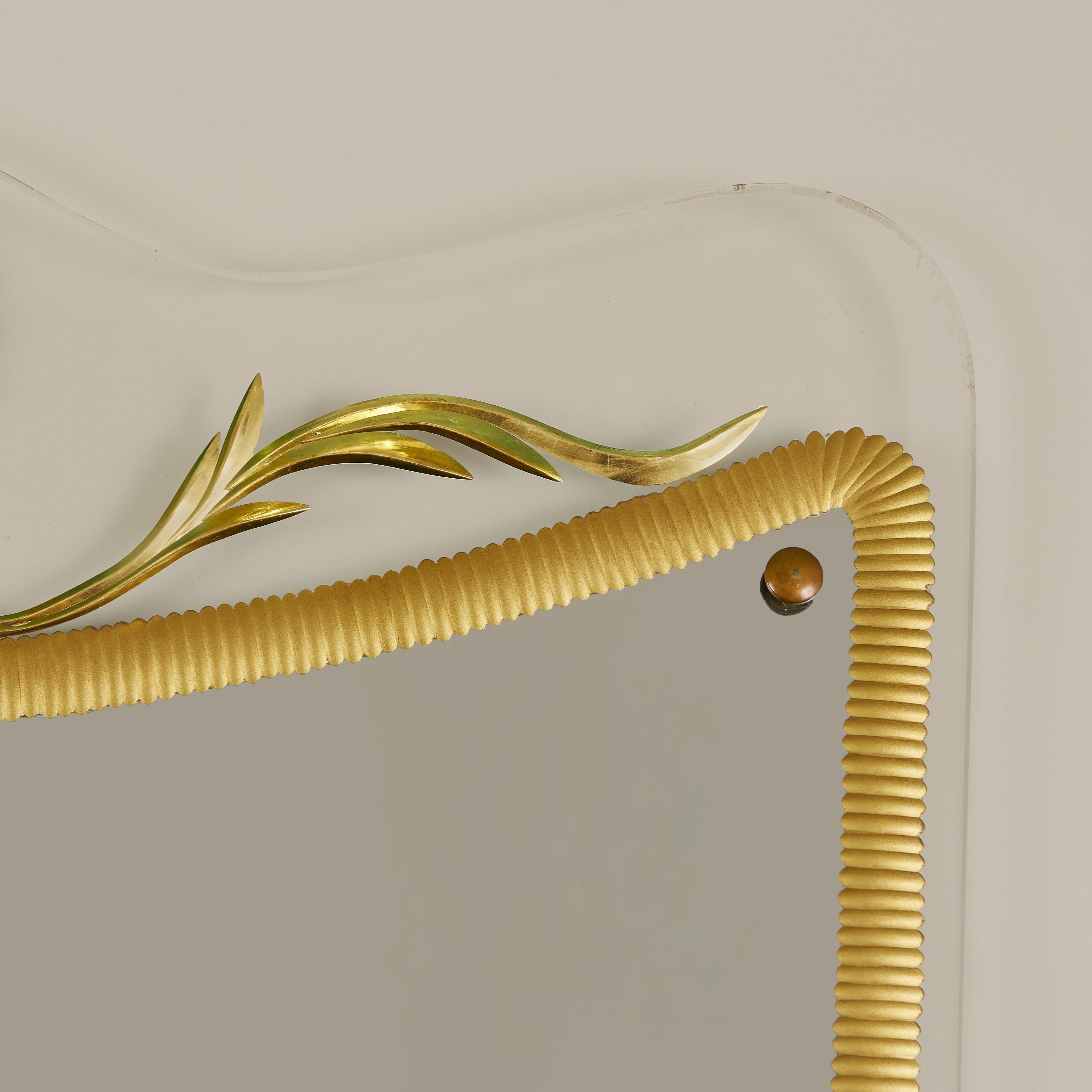 Mid-20th Century Mid-century Italian Murano decorative gilt mirror, 1950s For Sale