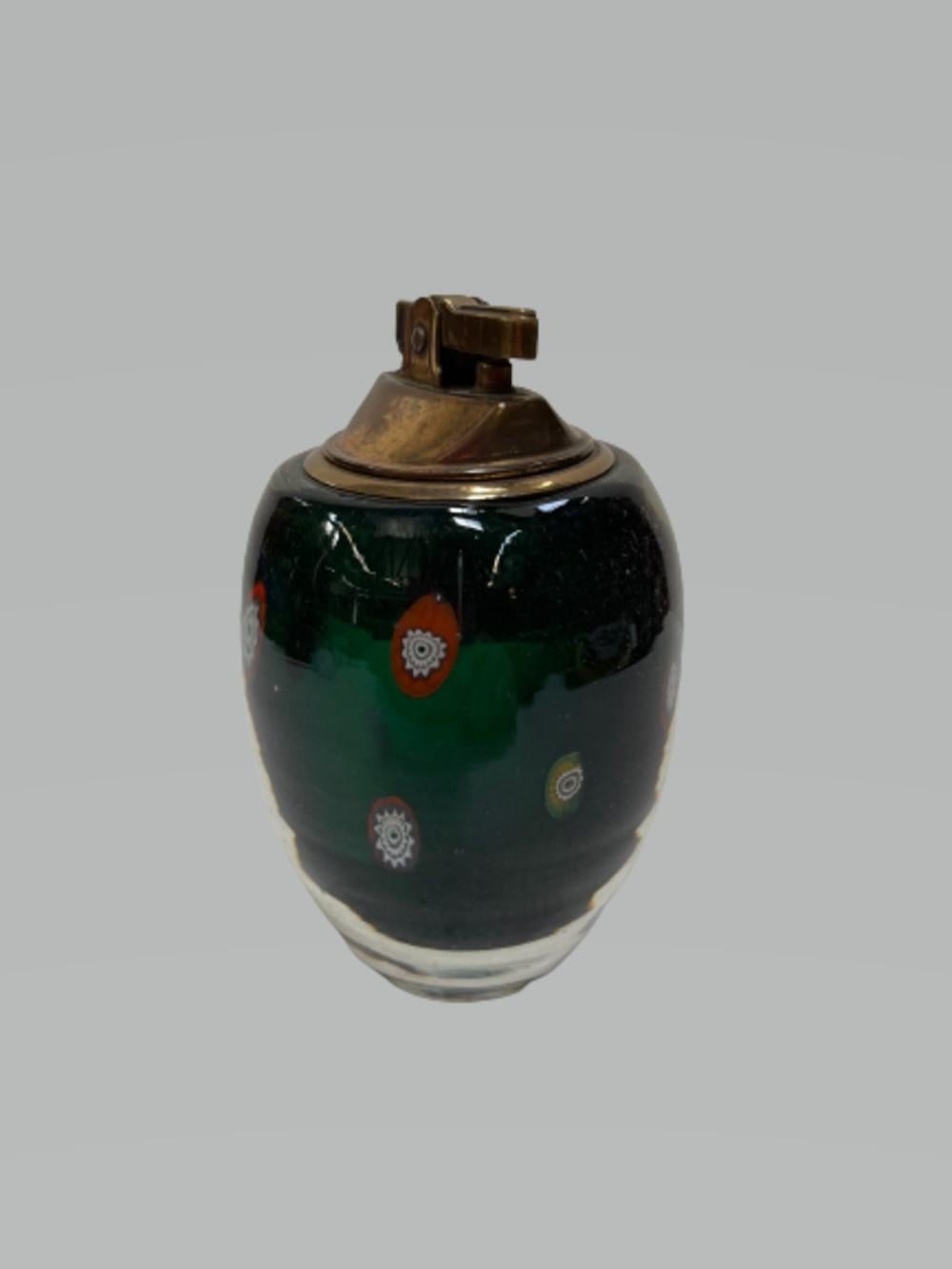 Mid-20th Century Mid Century Italian Murano Glass Brass Table Lighter