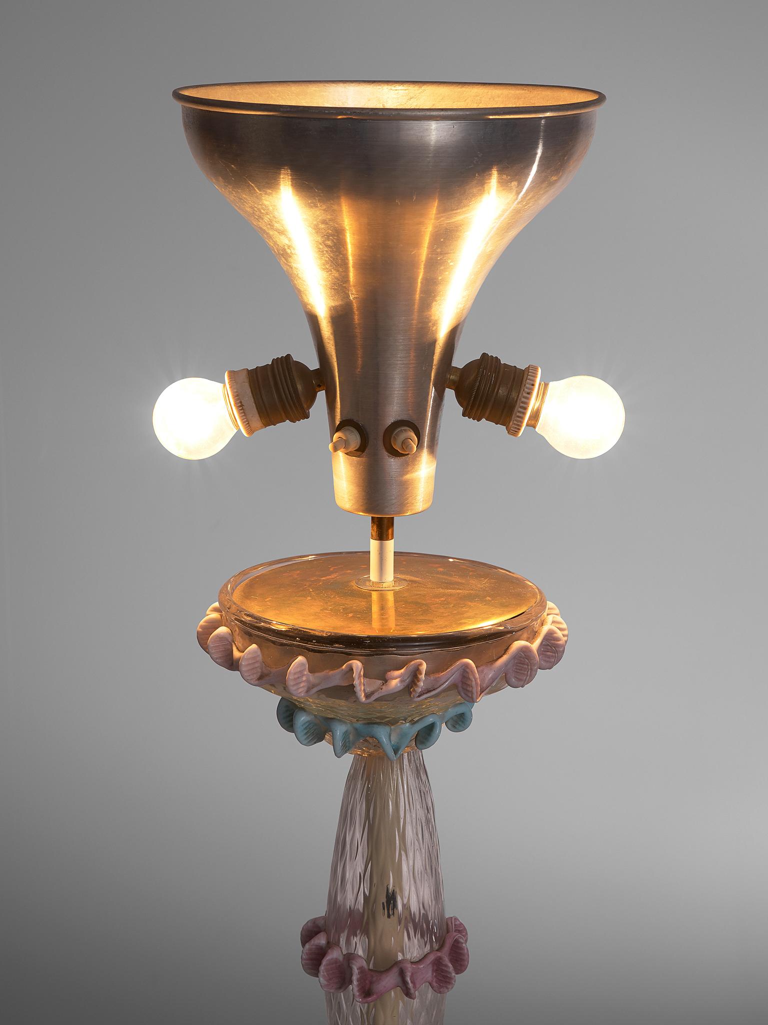 Mid-Century Italian Murano Glass Floor Lamp In Good Condition In Waalwijk, NL