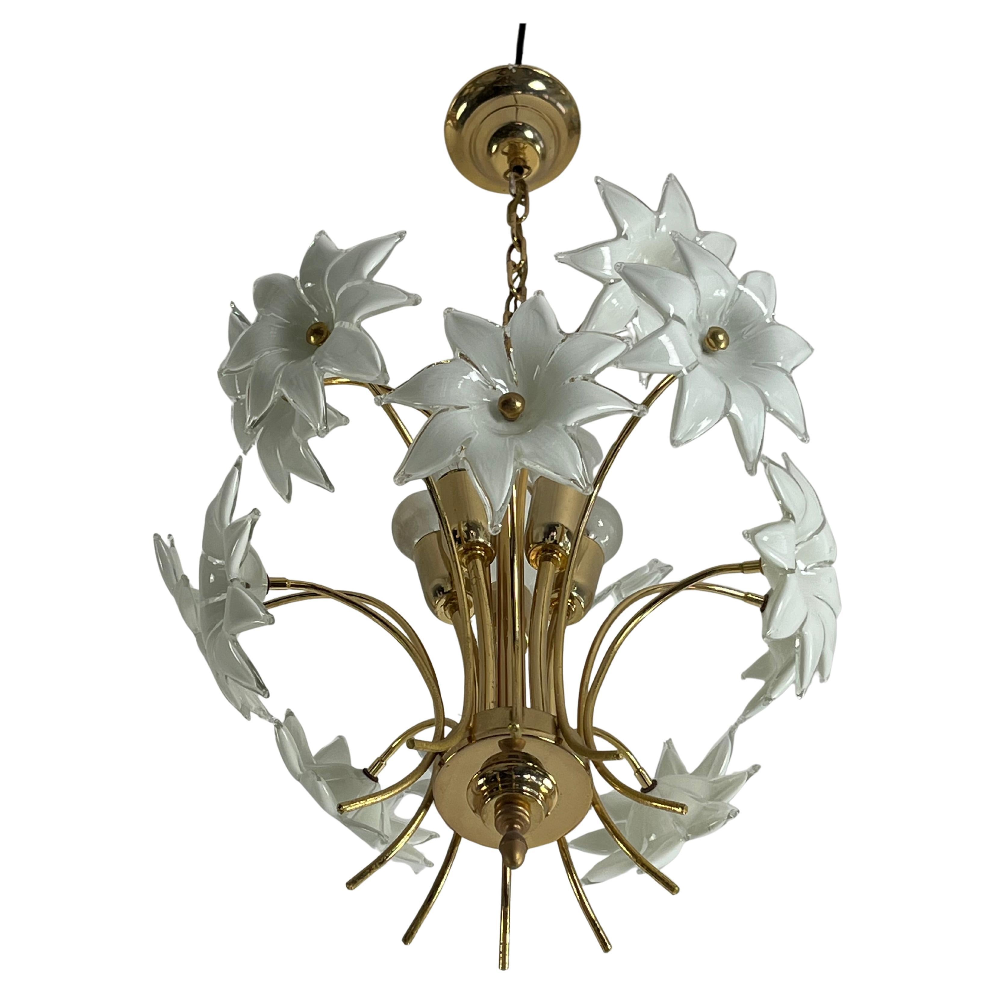 Mid-century Italian Murano Glass Floral Chandelier, 1970s
