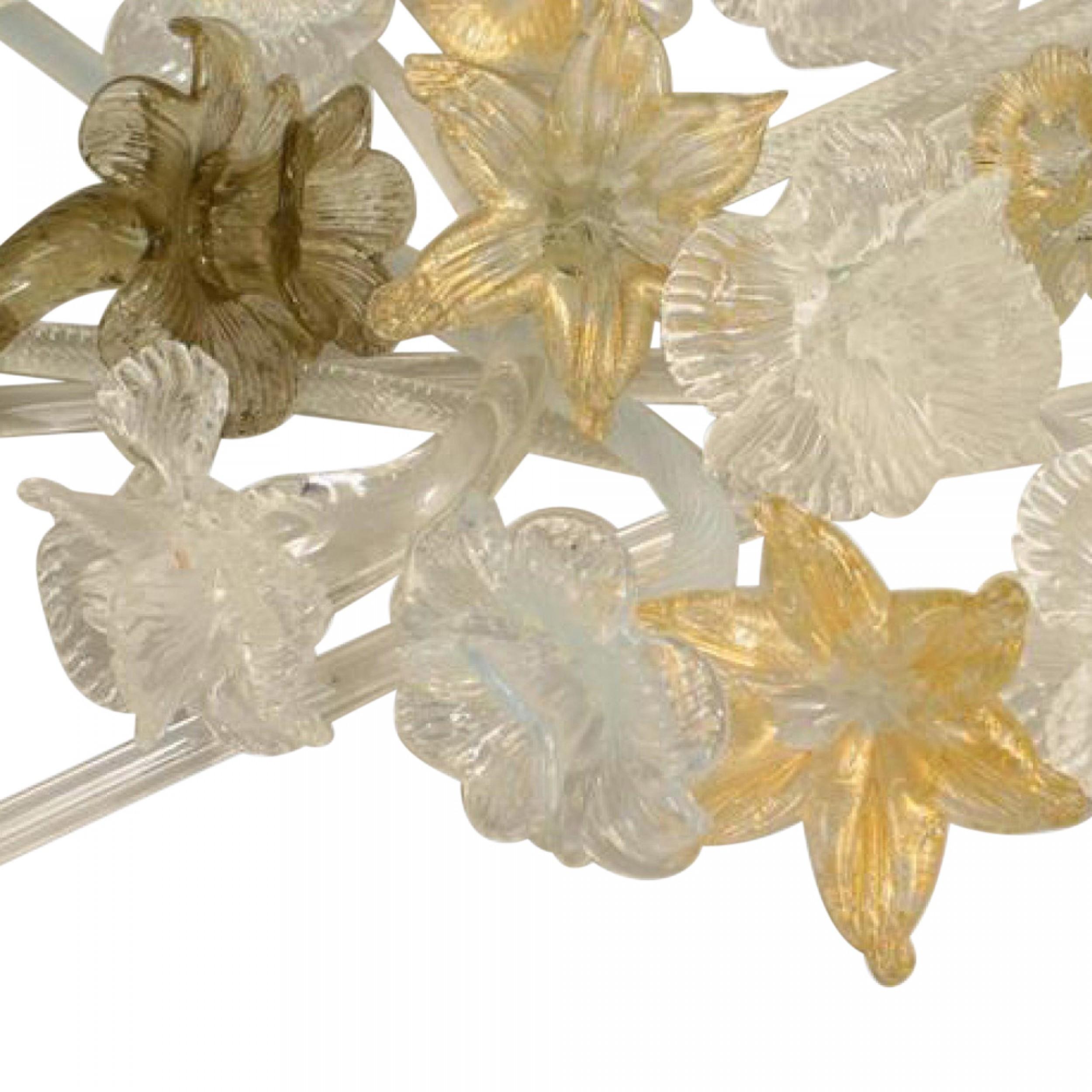 12 Vari ornamenti in vetro traslucido di Murano degli anni '40 di vari fiori con lunghi steli di vetro (PREZZO OCCASIONALE)