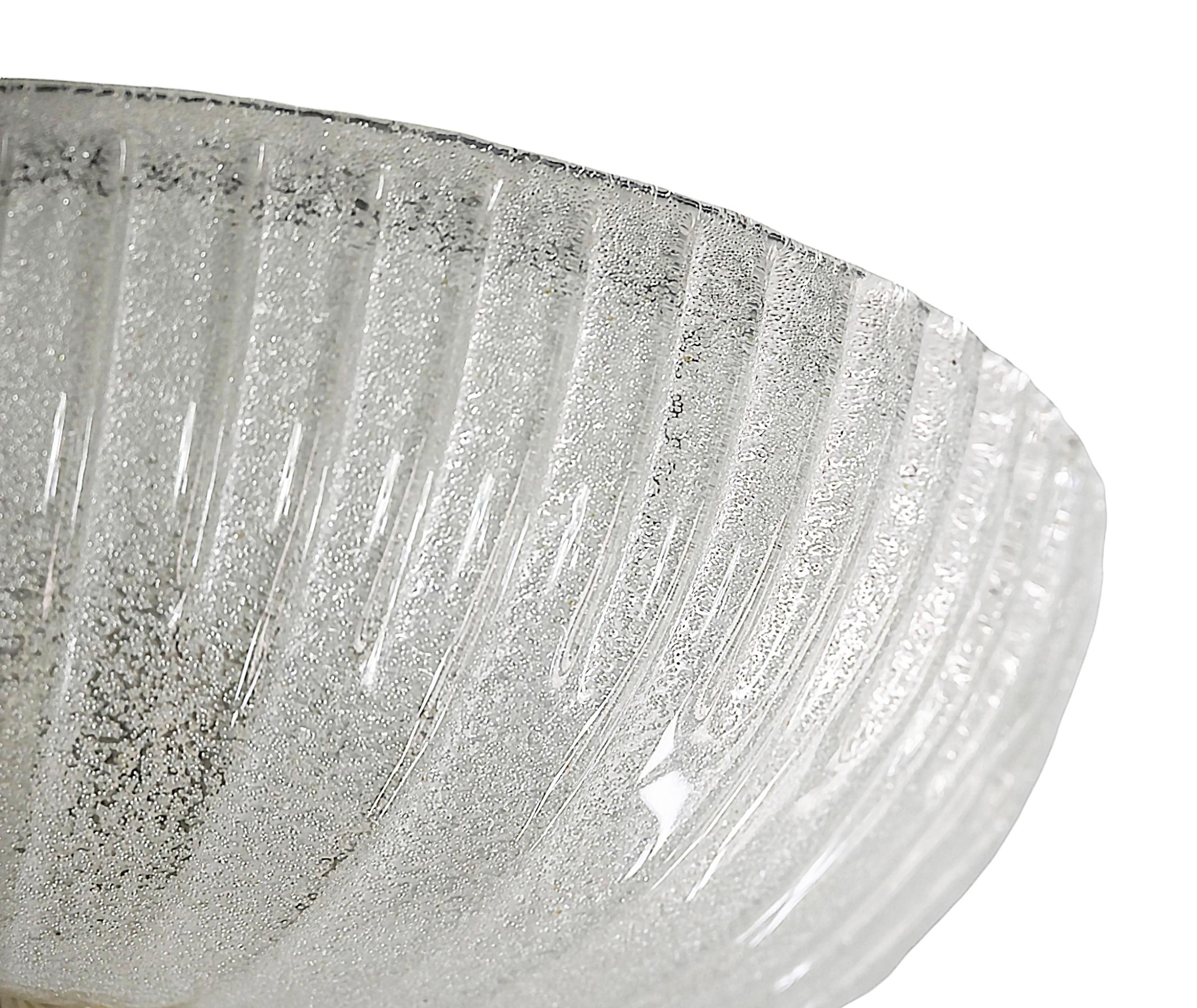 Hand-Crafted Mid-Century Italian Murano Glass Flush Mount Chandelier