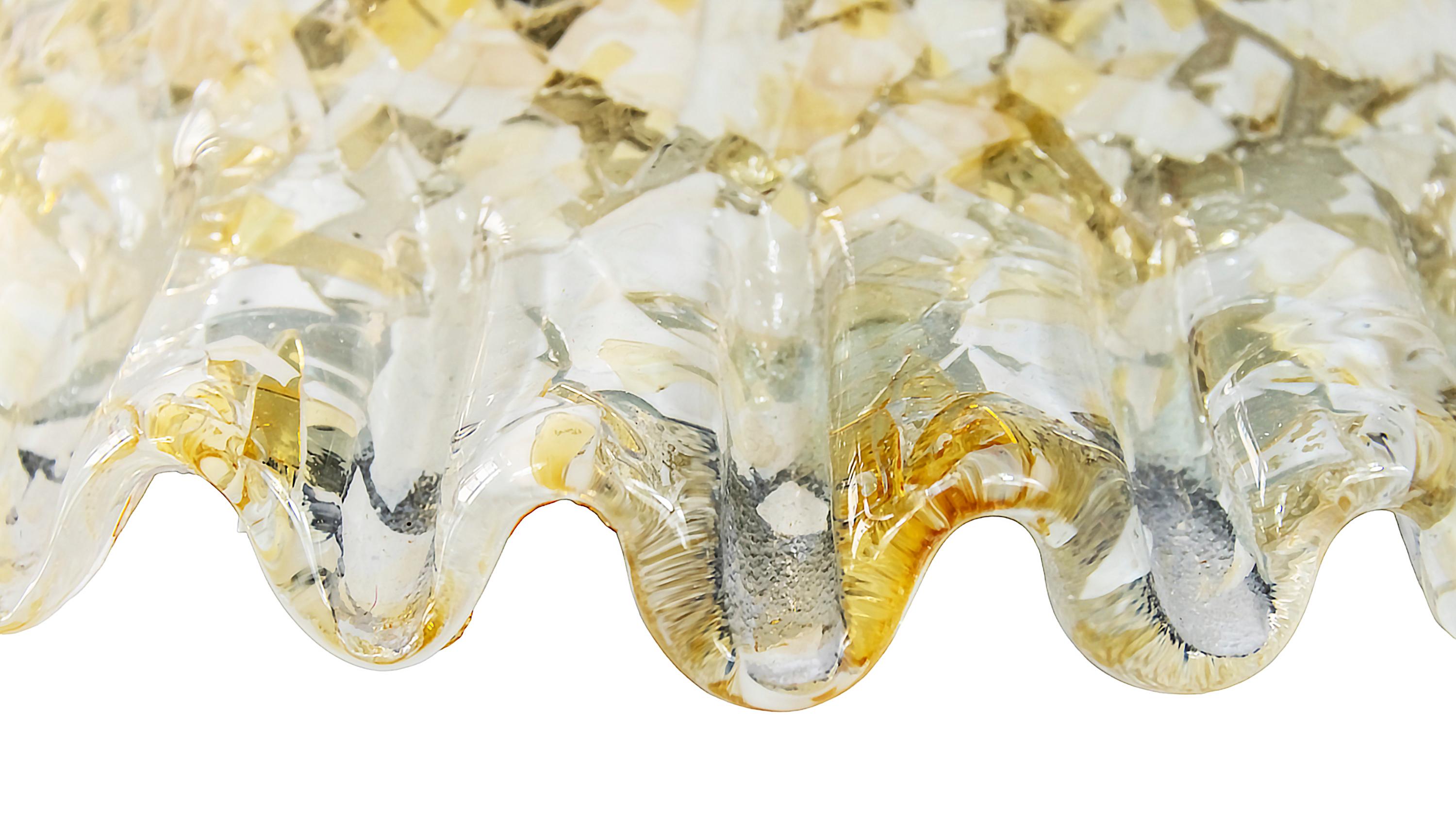 Midcentury Italian Murano Glass Flush Mount Chandelier In Good Condition In Vilnius, LT