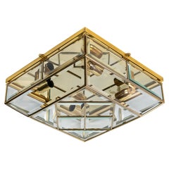 Mid-Century Italian Glass Flush Mount Chandelier