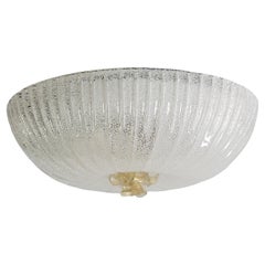 Mid-Century Italian Murano Glass Flush Mount Chandelier