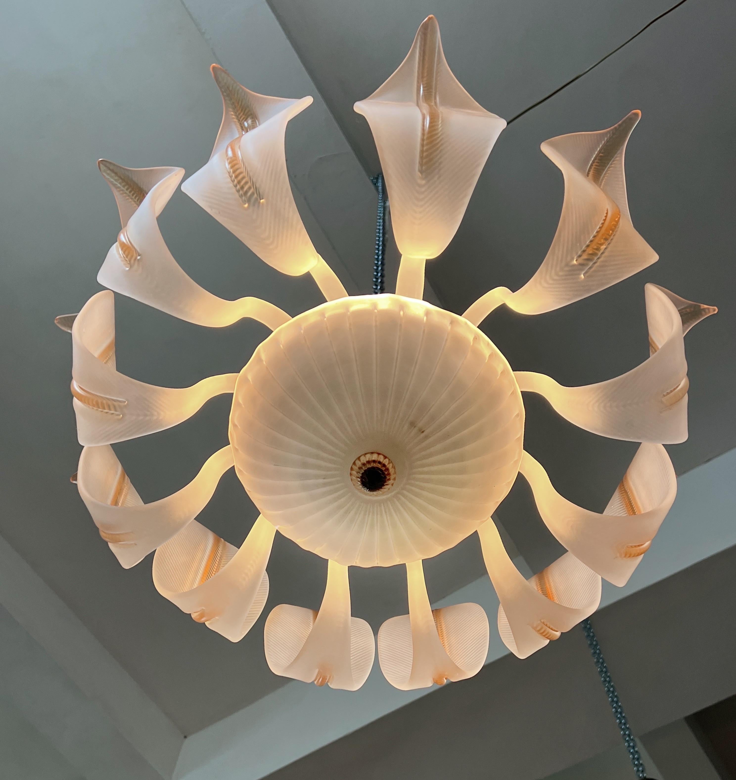 Lustre à feuilles en verre de Murano, Italie du milieu du siècle, années 1980 en vente 4