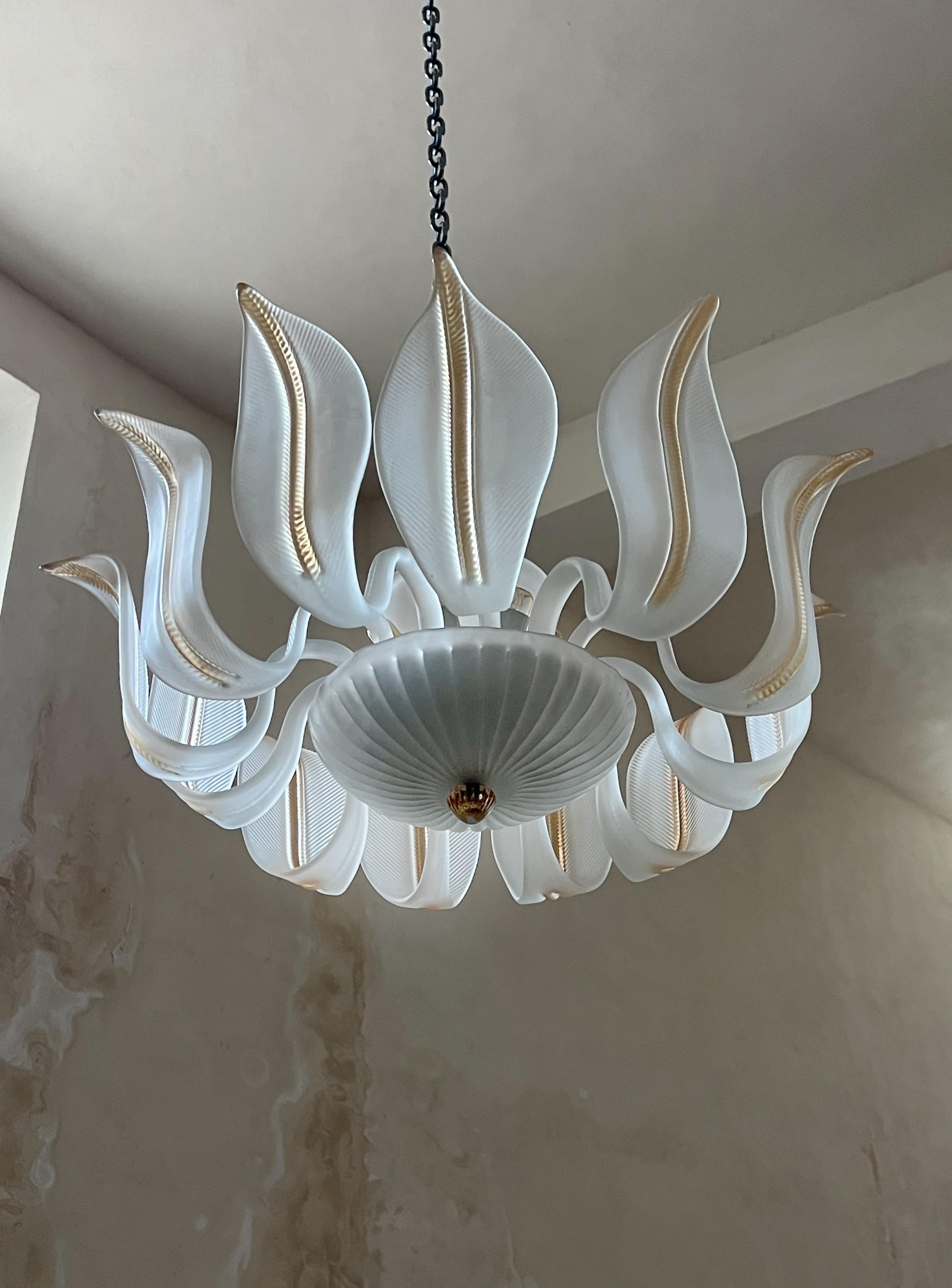 Lustre à feuilles en verre de Murano, Italie du milieu du siècle, années 1980 en vente 6