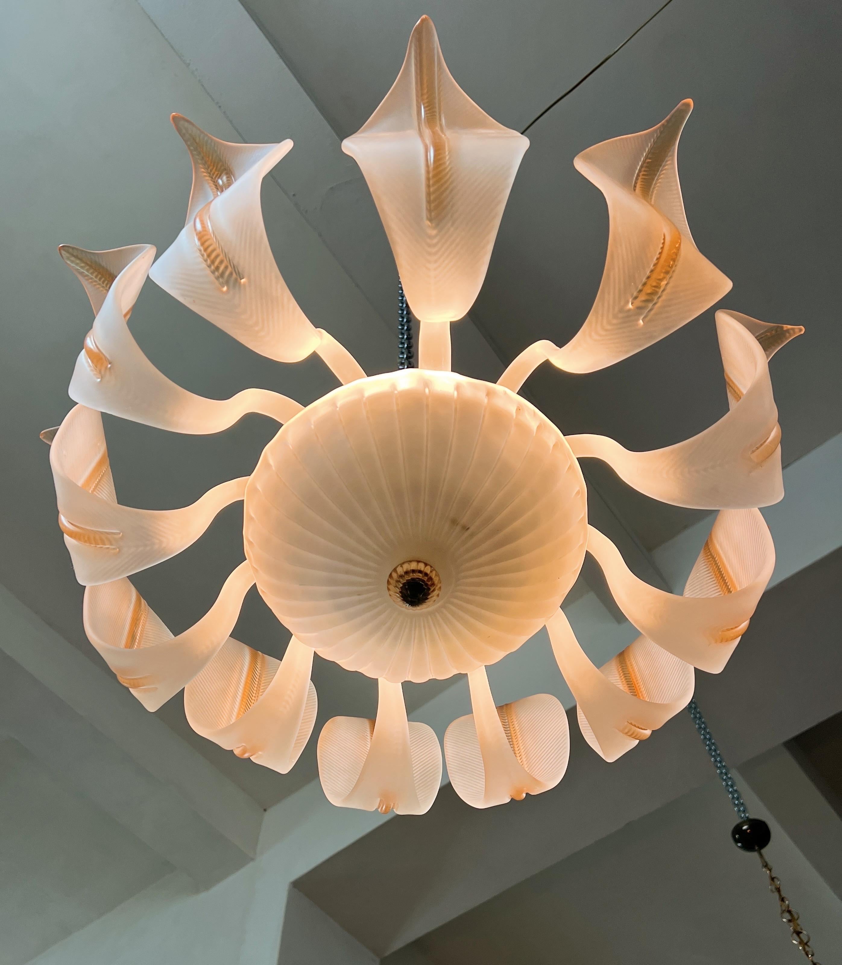 Lustre à feuilles en verre de Murano, Italie du milieu du siècle, années 1980 en vente 7