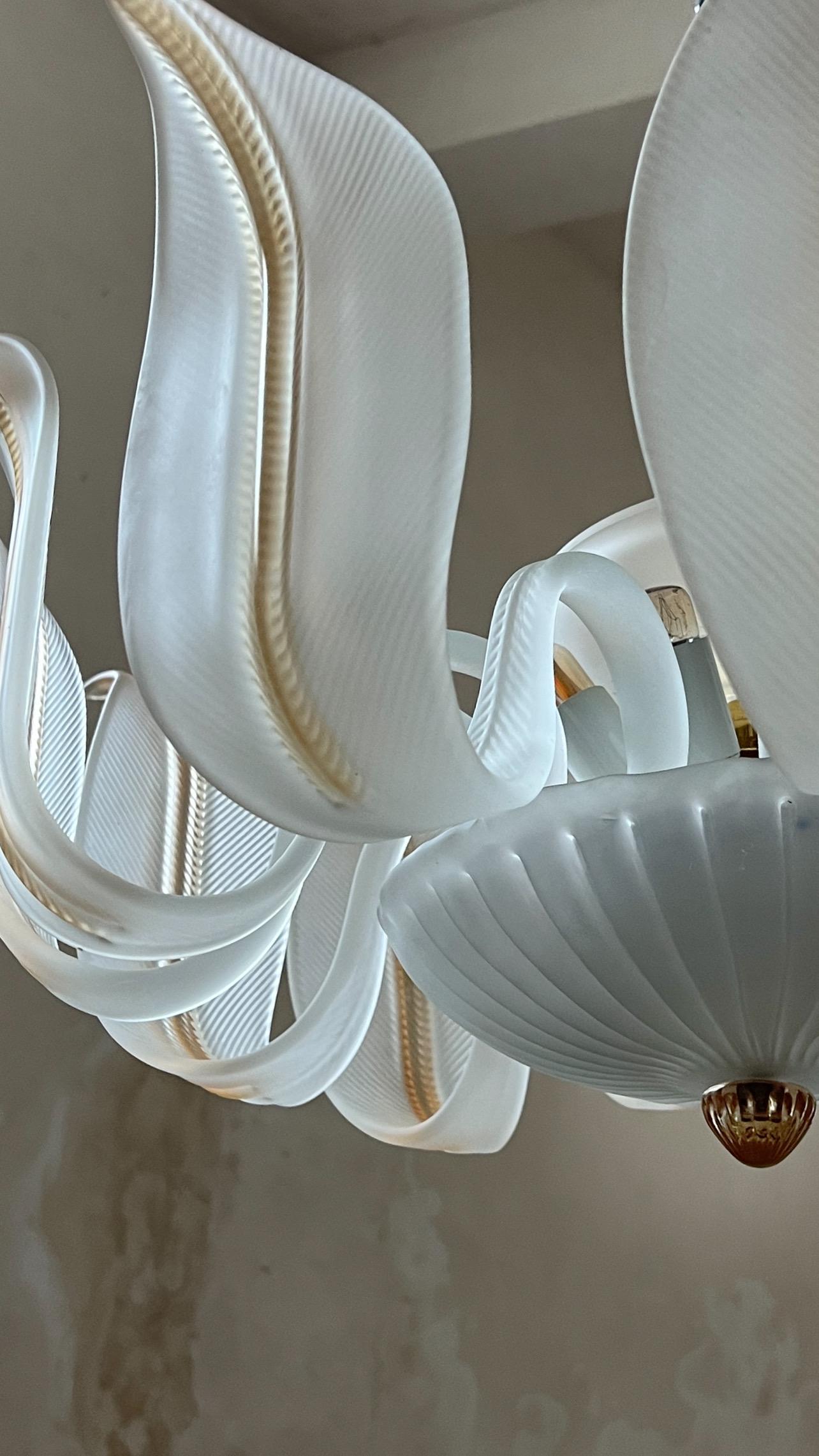 Lustre à feuilles en verre de Murano, Italie du milieu du siècle, années 1980 en vente 10