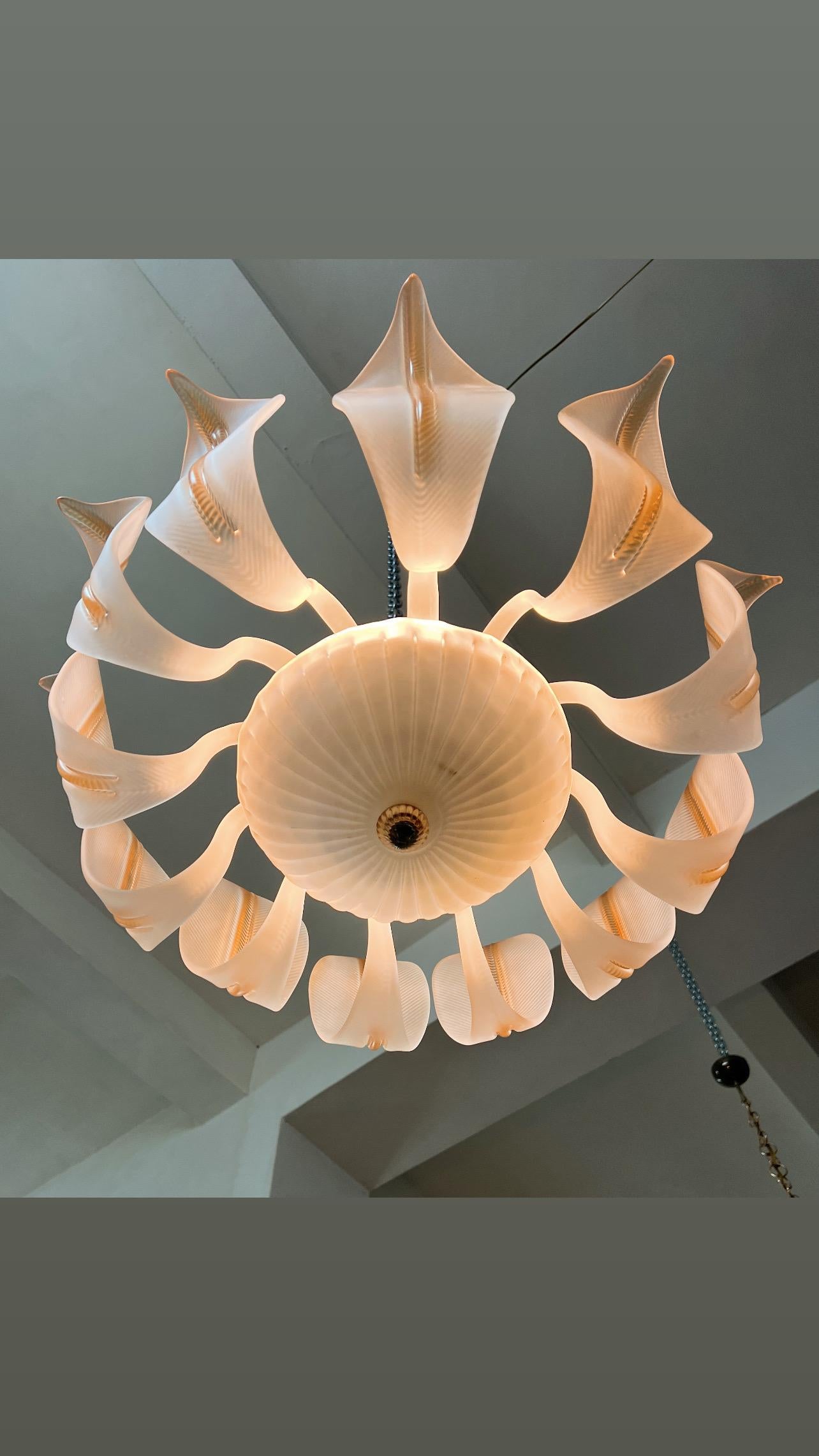 Lustre à feuilles en verre de Murano, Italie du milieu du siècle, années 1980 en vente 12