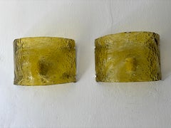 Mid Century Italian Murano Glass Mazzega Huge Yellow Sconces Midcentury Modern