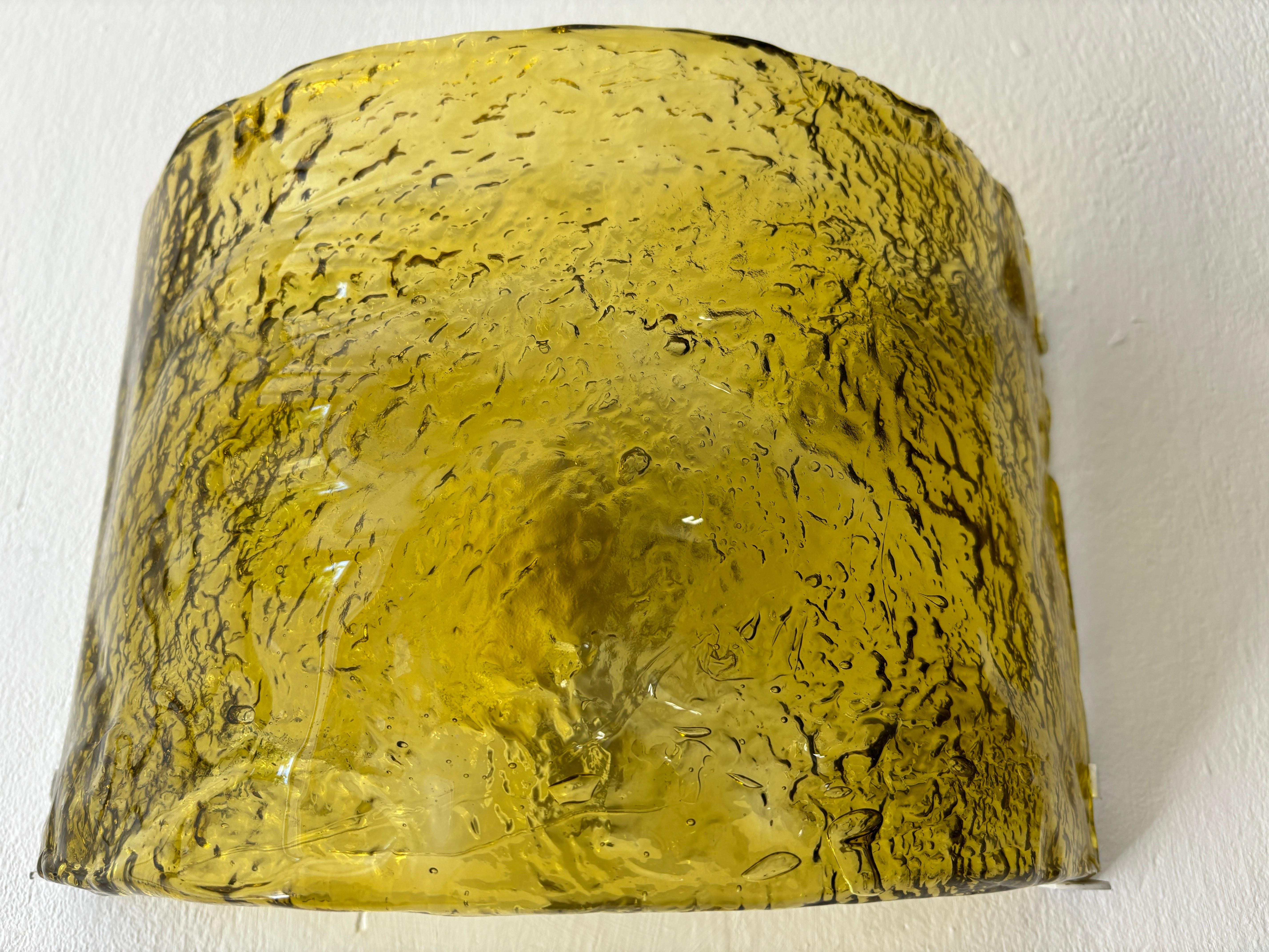 Mid Century Italian Murano Glass Mazzega Huge Yellow Sconces Midcentury Modern For Sale 2